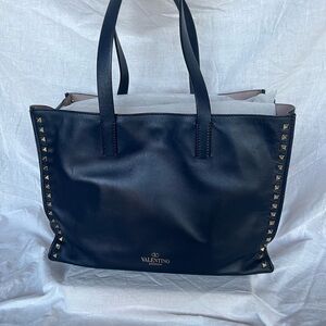 Valentino Navy Studded Tote Bag